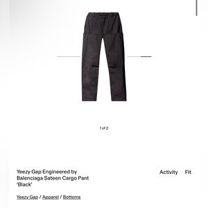 NWOT Yeezy Gap Engineered by Balenciaga Sateen Cargo Pants